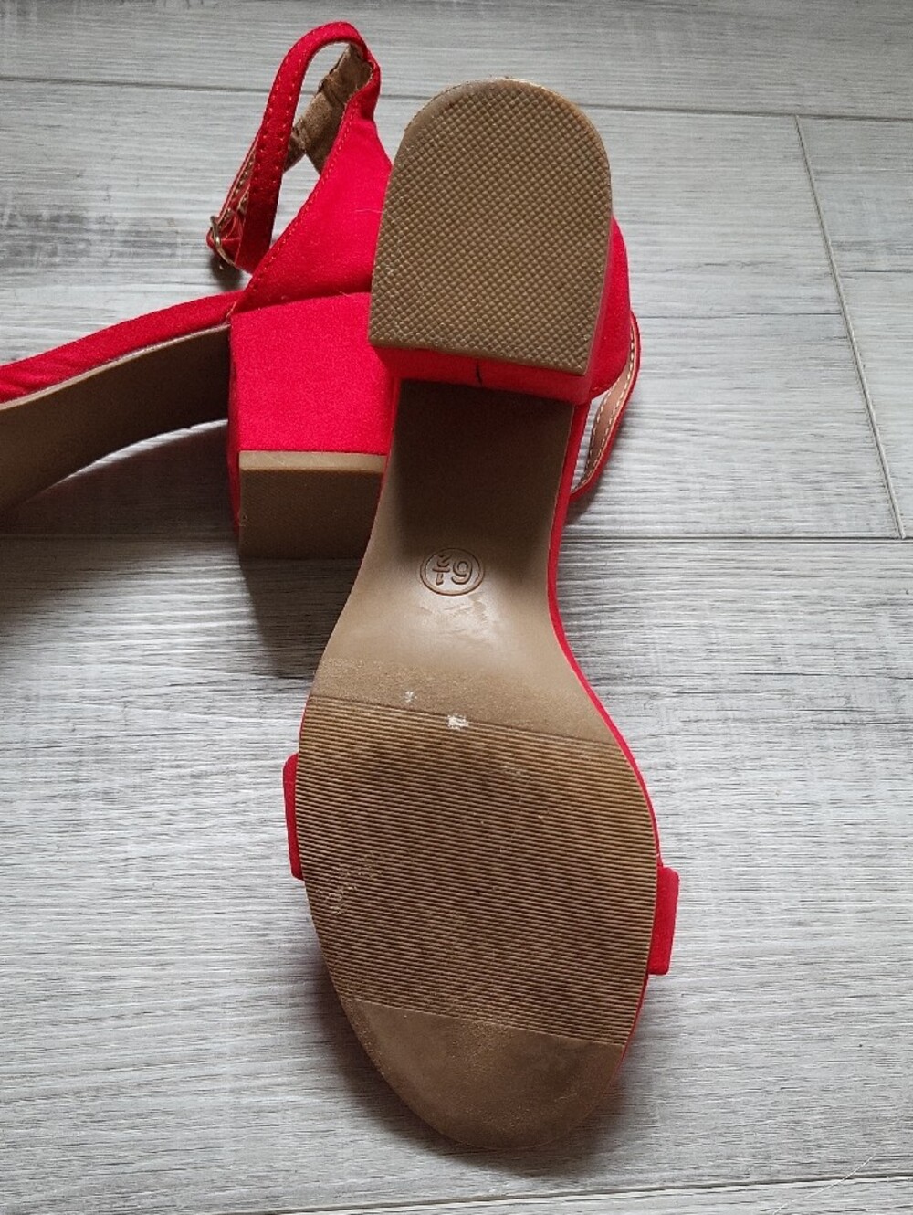 Merona Red Suede Block Heel Ankle-Strap Sandals - Picture 5 of 8